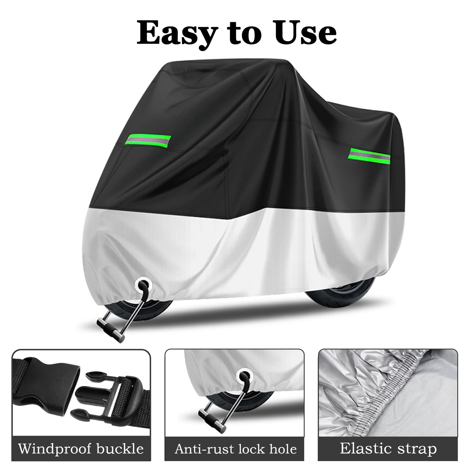OFFCURVE Motorcycle Cover All Season XL,Waterproof Outdoor UV Protection with Lock-Holes,1 Piece