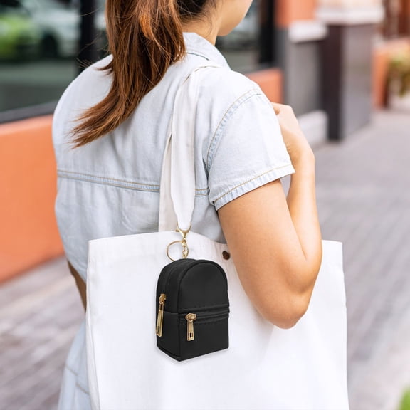 YYKihy Mini Backpack Keychain Cute Cosmetic Bag For Women Transparent Makeup Bag Key Pocket Lipstick Bag Card Holder Data Cable Organizer Zipper