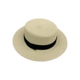 thumbnail image 4 of Straw Beach Sun Hat, Wide Brim Panama Hat for Women and Men, Summer UV Protection Boater Hat for Vacation, Travel, Garden Party, and Outdoor Activities Light Yellow, 4 of 4