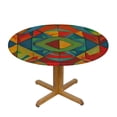 thumbnail image 3 of PIKWEEK Round Vinyl Fitted Tablecloth with Flannel Backing Elastic Table Cloth Waterproof Oil-Proof Plastic Table Cover Africa Style Round Tablecloth, 3 of 7