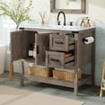 thumbnail image 4 of Merluxy Farmhouse Bathroom Vanity with Sink,Wood Barn Door Freestanding Bath Storage Cabinet,Grey, 4 of 10