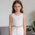 thumbnail image 5 of Coerni Girls Sleeveless Tank Top Tie Knot Front Tops T Shirts for Kids Crewneck Cute Casual Athletic Undershirt Crop Top Cute Vest, 5 of 7