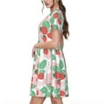 thumbnail image 2 of Naloa Strawberry Print Womens Summer A-Line Dress with Pockets,Short Sleeve Dresses,Flowy Beach Swing Dress for Vacation Travel, 2 of 6