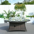 thumbnail image 2 of Direct Wicker Outdoor Patio Rattan Propane 6-Seat Oval Gas Fire Pit Table - Brown (Table Only), 2 of 8