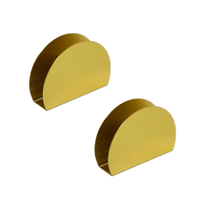 Oleegame 2PC Spoon And Lid Rest Gold Stainless Steel Semicircle Vertical Paper Towel Rack Hand Drawn Metal Paper Towel Seat Hotel Restaurant Napkin Seat Gold