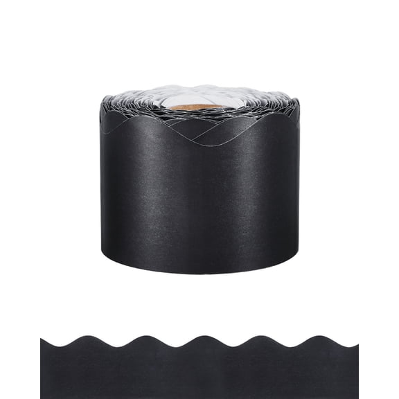 VEVOR Bulletin Board Border, 65.6 Feet Rolled Border Trim, Scalloped Bulletin Board Paper with Wavy Line Design, Classroom Border for Bulletin Board, School, Classroom, and Locker Decoration, Black