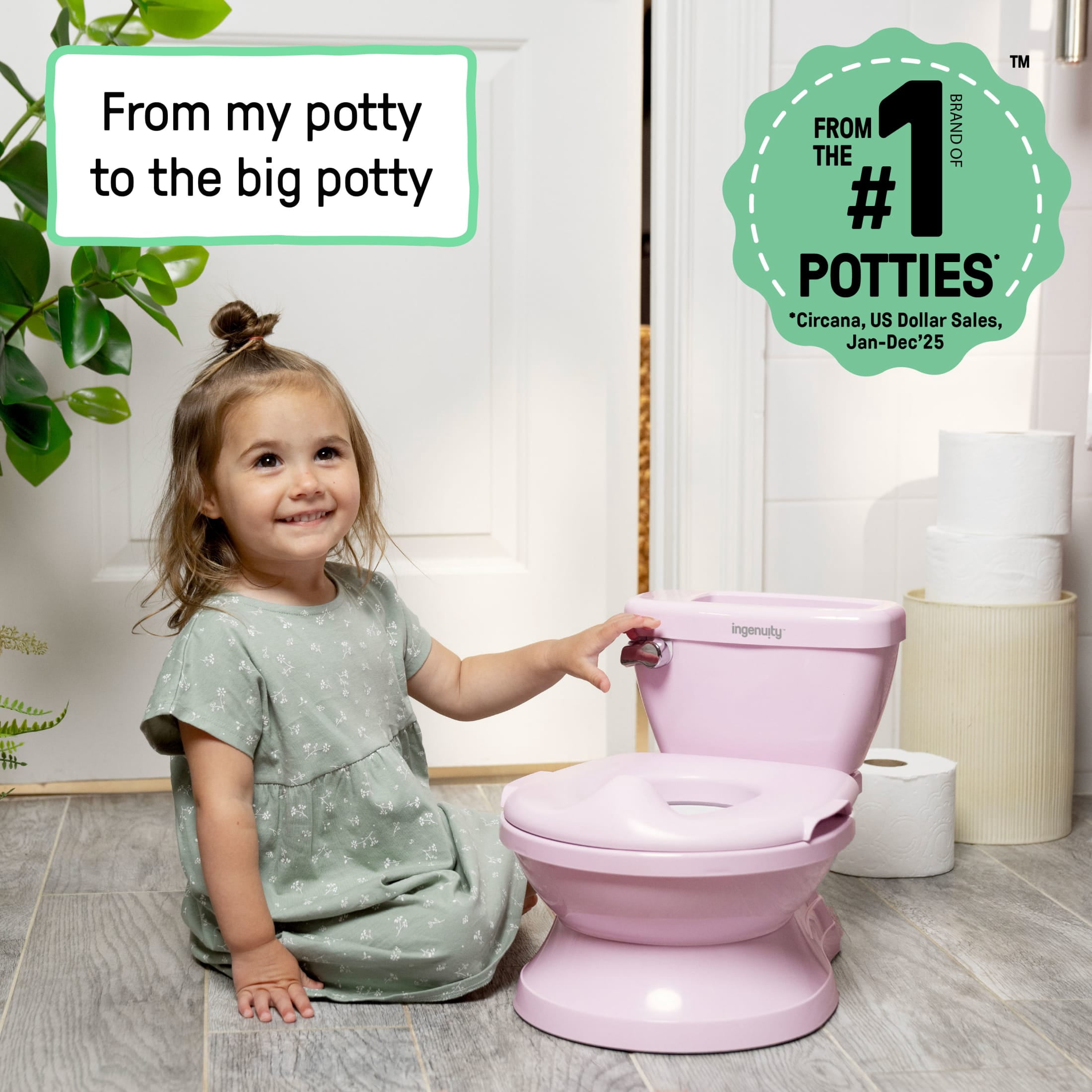 Ingenuity My Size Potty Chair and Training Toilet for Toddlers, Pink