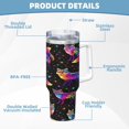 thumbnail image 6 of Neon Rainbow Fox Cup Insulated Tumbler Stainless Steel Vacuum Travel Mug 40 oz with Handle and Straw Lid, 6 of 7