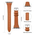 thumbnail image 6 of Slim Leather Band Compatible with Apple Watch Band 40mm 38mm 41mm 42mm 44mm 45mm 49mm Women, Top Grain Genuine Leather Strap Thin Watch Wristband for iWatch Series 9 8 7 6 5 4 3 2 1 SE Ultra 2, 6 of 8