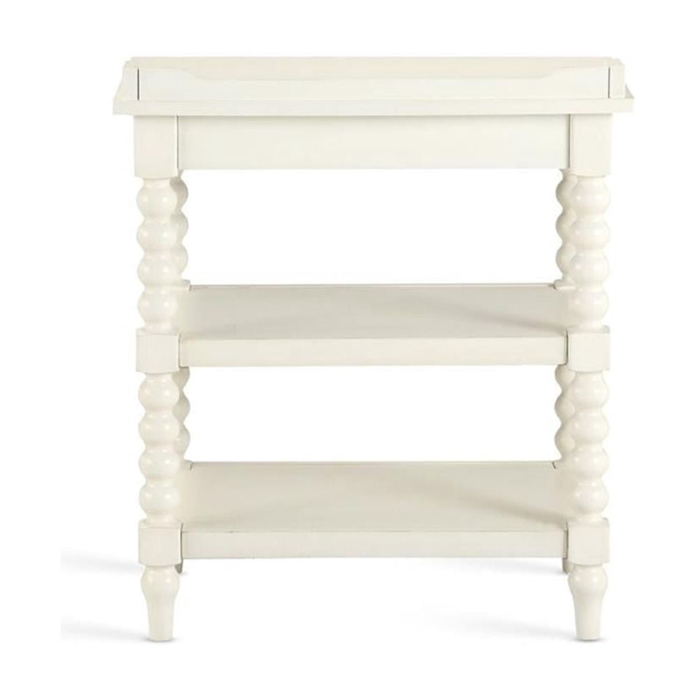 Home Square Wood Turned Leg Storage Nightstand in Antique White - Set of 2
