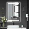 thumbnail image 2 of Ourlova 36*24 Inch Rectangular LED Bathroom Mirror with Front & Backlight -Dimmable Anti-Fog Shatter-Proof Vanity Mirror 3 Light Colors Memory Function Horizontal/Vertical Wall Mount, 2 of 8