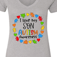 thumbnail image 4 of Inktastic I Love My Son Autism Awareness Women's V-Neck T-Shirt, 4 of 5