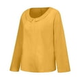 thumbnail image 4 of IROINNID Long Sleeve Pullover Shirt for Women Cotton Shirts for Women Comfortable Solid Color Tops d Loose Cotton And Linen Loose Shirt Blouse Round Neck Tops,Yellow, 4 of 7