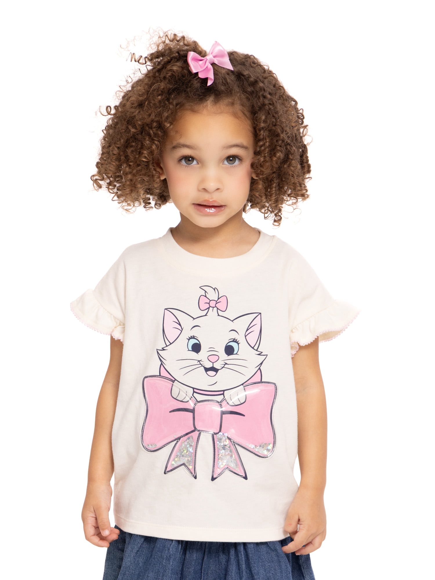 Disney Classics Marie Toddler Girls Ruffle Graphic Tee with Short Sleeves, Sizes 12M-5T