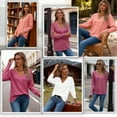 thumbnail image 5 of UVN Fall Blouses for Women V Neck Dressy Casual Shirts Loose Fit Long Sleeve Button Tops, 5 of 7
