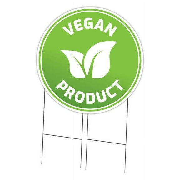 SignMission C-36-CIR-DS-WS- Vegan 36 in. Double Sided Corrugated Circular Plastic Sign - Farmers Market Vegan