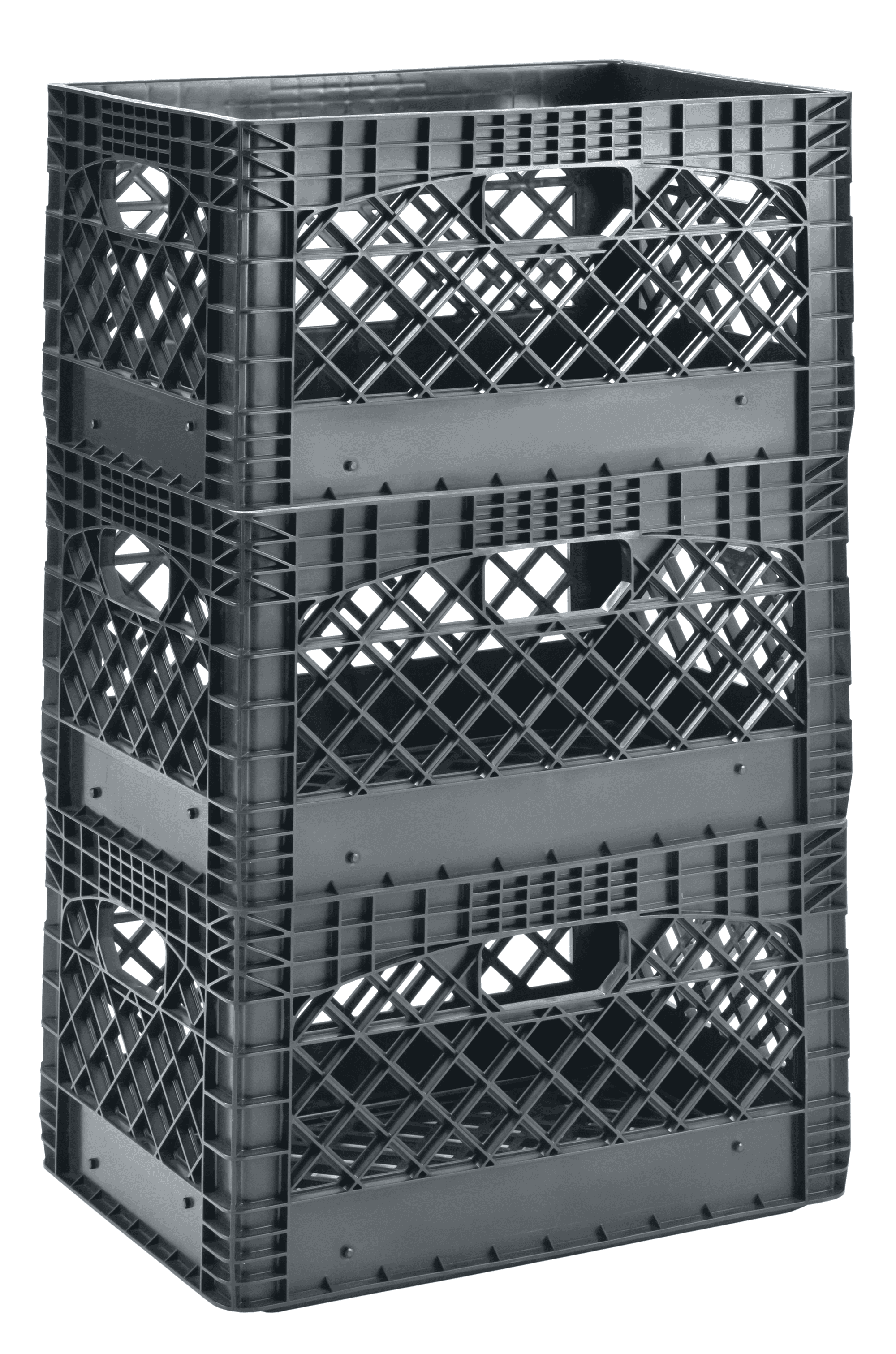 19 in. W x 11 in. H Stackable Plastic Milk Crate Bin in Graphite (3