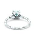 thumbnail image 3 of Three Stone Art Deco Cushion Bridal Set Ring Paraiba Tourmaline CZ 925 Sterling Silver Size 7, 3 of 6