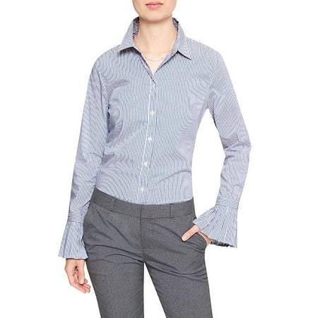 Striped Tailored Suit - New 4505-2 Banana Republic Womens Striped Pleat-Cuff Tailored Shirt (Blue,6, $64.99)