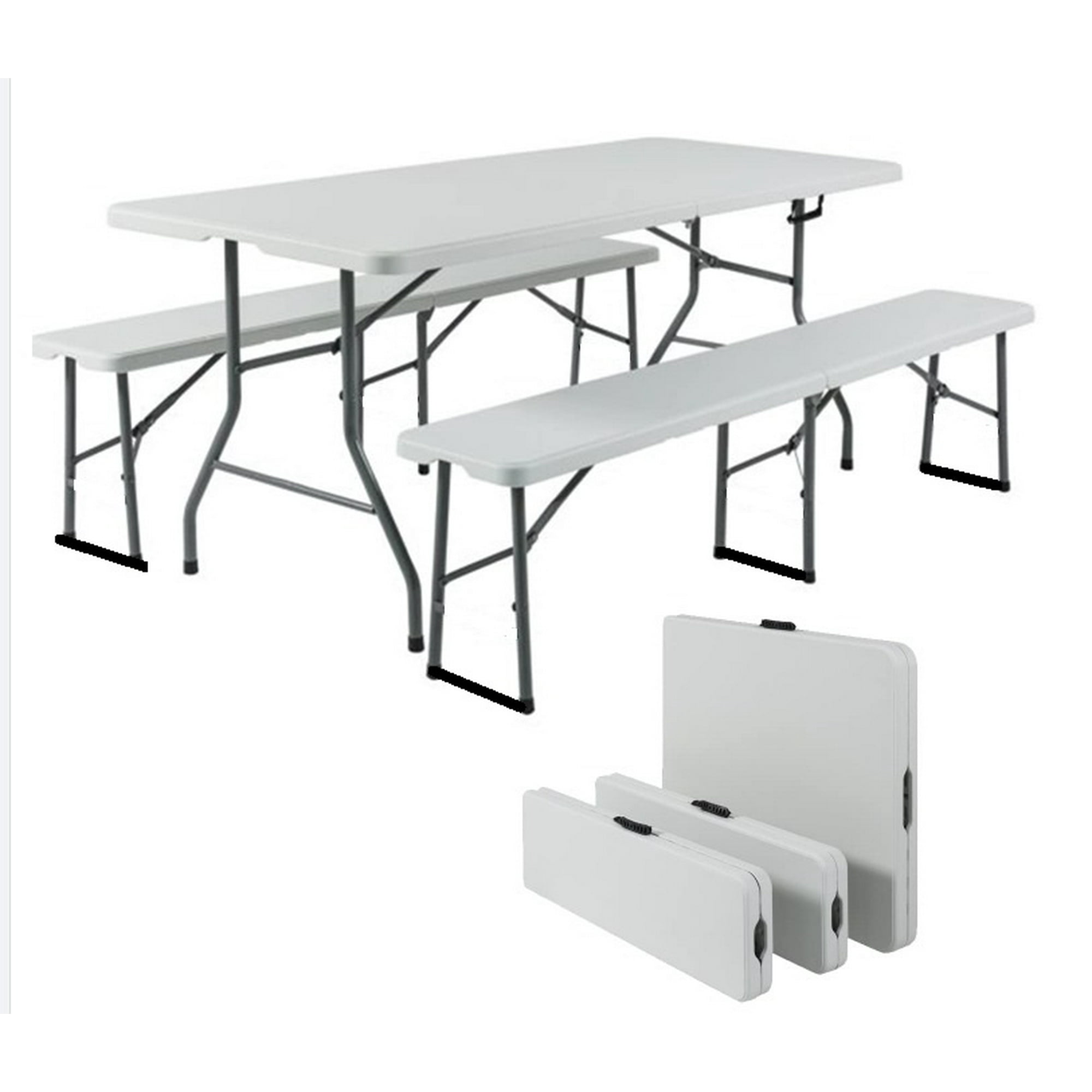 Juego De Comedor Plegable 1 Mesa + 2 Bancas