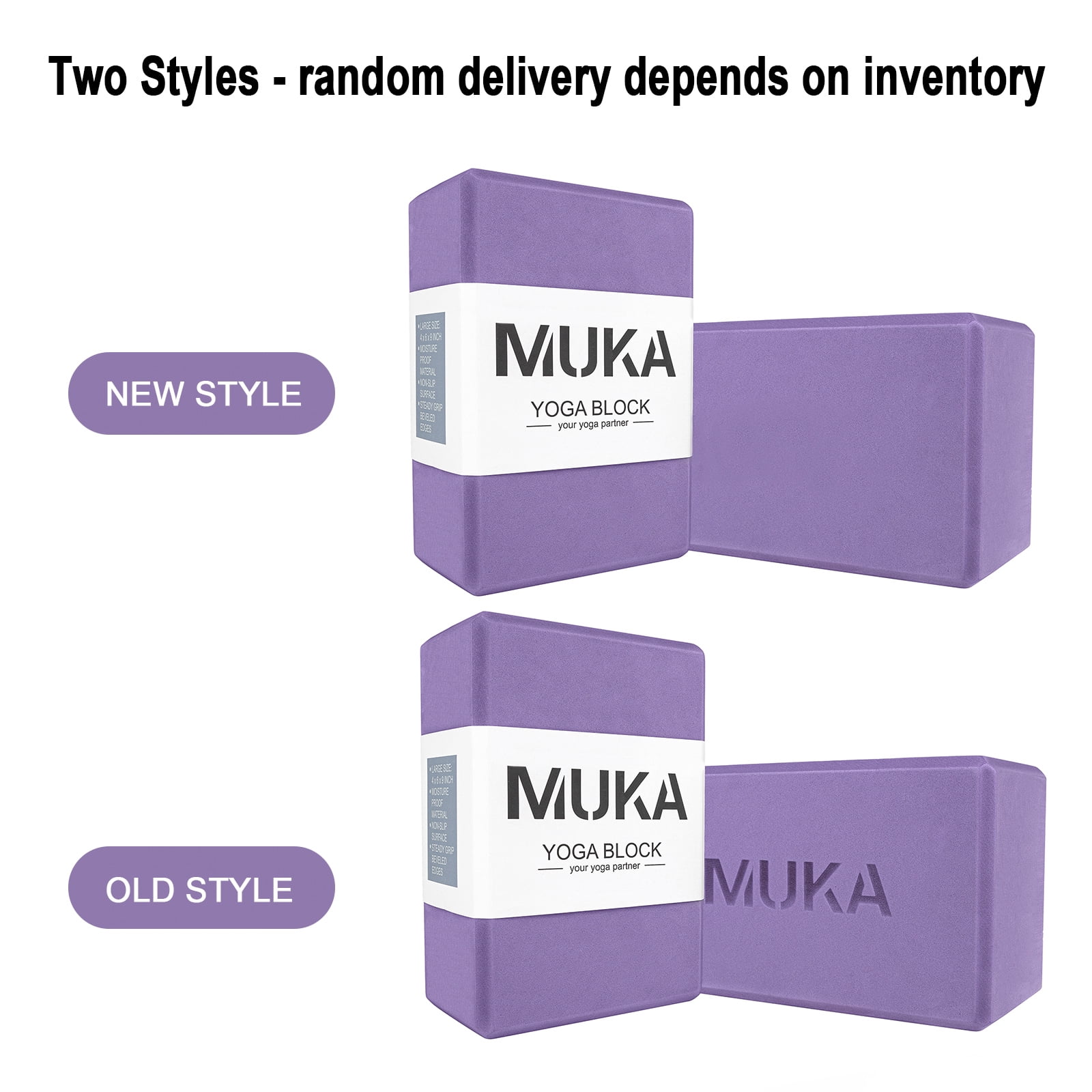 Muka 4 Pack Yoga Blocks 4x6x9 Inch, Soft Non-Slip Surface EVA Foam Yoga Brick for Pilates - Purple