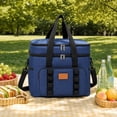 thumbnail image 5 of Insulated Soft Cooler | Heavy Duty Dual Compartment Picnic Bag for Outdoor Trips, Travel and Gifting, Navy Canvas Cooler Tote, 5 of 5