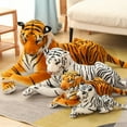 thumbnail image 4 of 50-110CM Giant Lifelike Tiger Plush Toys Soft Wild Animals Simulation White Brown Tiger Jaguar Doll Children Kids Birthday Gifts, 4 of 8