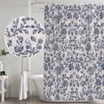 thumbnail image 5 of Xipuska Blue Floral Leaf Shower Curtain - Water Repellent Fabric Shower Curtains Washable, Retro Farmhouse Plant Tree Branch Decorative Polyester Cloth Bathroom Curtains Modern Bath Decor 36"x72", 5 of 6
