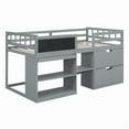 thumbnail image 3 of Twin Size Low Loft Bed with Rolling Desk, Shelf and Drawers - Gray, 3 of 10
