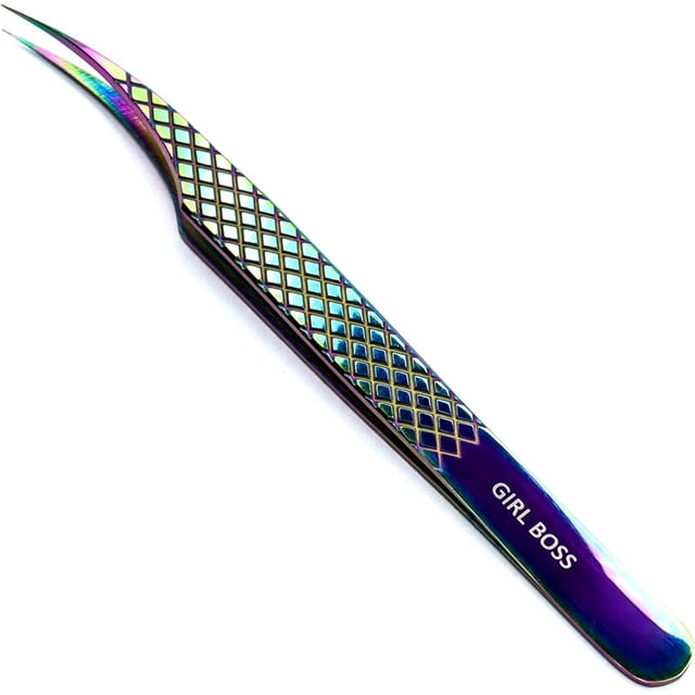 LLBA Pince à Cils Professionnelle pour Volume, Outil d'Application de Faux Cils / Multi-Formes et Objectifs, Pinces Antidérapantes pour Volume, Isolation et Cils Classiques (Galaxy, Girl Boss Isolation)