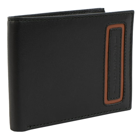 Jack Abrahams Mens Genuine Goat Nappa Leather Bi-Fold Minimalist RFID Wallet (Black/Cognac)
