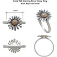 thumbnail image 3 of Solid 925 Sterling Silver 2 Tone Daisy Ring - Nature Flower Ring - Oxidized 2 Tone Precious Silver Ring - Sterling Silver Ring Flower Pedals with golden bronze center (Size 5), 3 of 5