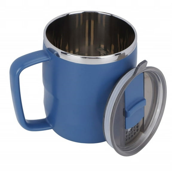 Travel Coffee Mug,14 Oz Stainless Steel Cup with Handle and Lid,Insulated Coffee Mug Double Wall Coffee Tumbler Thermal Cup for Camping,Office,Home  (Undersea Blue)