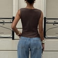 thumbnail image 5 of Women's Draped Cowl Neck Ruched Sleeveless Tank Top Going Out Tops Elegant Brunch Outfit Summer Beach Vacation Going Out Womens Tops Coffee L, 5 of 5