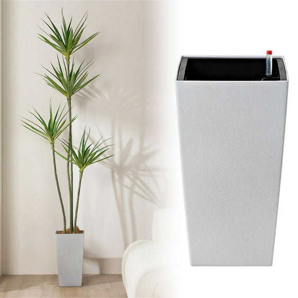 Zerbueate Planters For Outdoor Plants Clearance Fashion Square High Width High Tube Plastic Imitation Cement Self Watering Flower Pot Characteristics And Charm To Your Flowers Clearance Sale