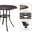 thumbnail image 3 of 32" Outdoor Dining Table, Round Dining Table with Umbrella Hole, Garden Table for Poolside, Lawn, Camping, Outdoor, Bronze, 32" Dia x 29 H, 3 of 5