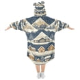 thumbnail image 2 of FORMRS Wearable Blanket Hoodie with Sleeves for Kids Cozy Flannel Sweatshirt, Winter Village, 2 of 7