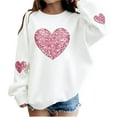 thumbnail image 2 of Girls Kids Glitter Sequin Heart Sweatshirt - Soft Stretch Oversized Long Sleeve Top, White Versatile Daily Casual Wear for Kids Teen Girls,Size 10-11T, 2 of 5