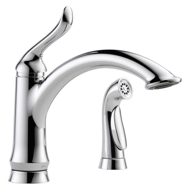 Delta linden single handle kitchen faucet in stainless