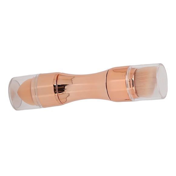 Brocha de maquillaje 4 en 1 con cerdas suaves y cabezal de esponja elástica, portátil, para sombras de ojos, labios, polvos y base, para viajes