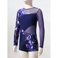 thumbnail image 5 of renvena Kids Girls One Piece Gymnastics Leotard Long Sleeve Ballet Dance Bodysuit Short Unitard Size 4-14 Navy Blue 8, 5 of 7
