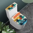 thumbnail image 2 of HELLHERO Sunset Coconut Tree Pattern 2 Piece Set Universal Toilet Bowl Cover with Stretch for Adjustable, 2 of 8