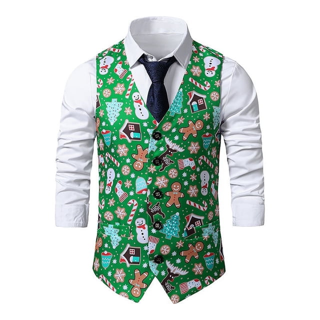 Chaleco navideño para hombre, chaleco con estampado navideño, chaleco con estampado 3D de Papá Noel