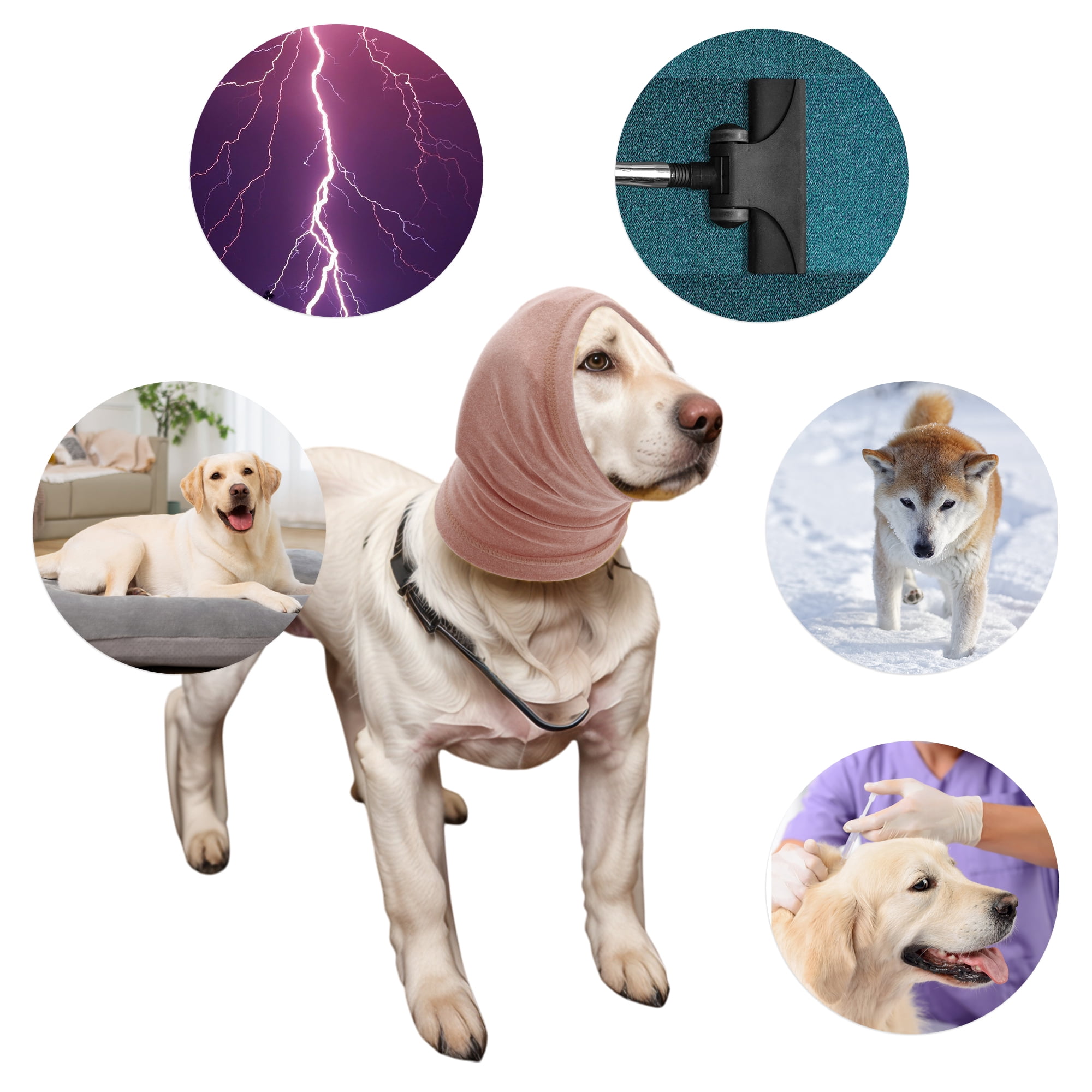 Unique Bargains Dogs Calming Headband Dog Ear Muff Noise Protection Pink M