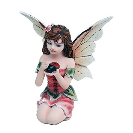- Fairy Garden Flower Fairy with Ladybug Decorative Mini Garden of Enchantment Figurine 3 Inch