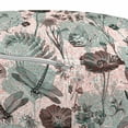 thumbnail image 3 of Flower Pouf Cover with Zipper, Vintage Style Botanical Composition with Floral Blossoms Dragonflies Flora and Fauna, Soft Decorative Fabric Unstuffed Case, 30" W X 17.3" L, Multicolor, by Ambesonne, 3 of 5