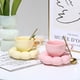 thumbnail image 4 of Juego de tazas de café de cerámica con cuchara, taza creativa y bonita con posavasos de nube de girasol, 6,5 onzas para té con leche (amarillo limón), 4 of 5