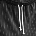 thumbnail image 3 of Mens Elastic Waist Shorts Drawstring Casual Cotton Striped Shorts Relaxed Fit Black XXL, 3 of 4