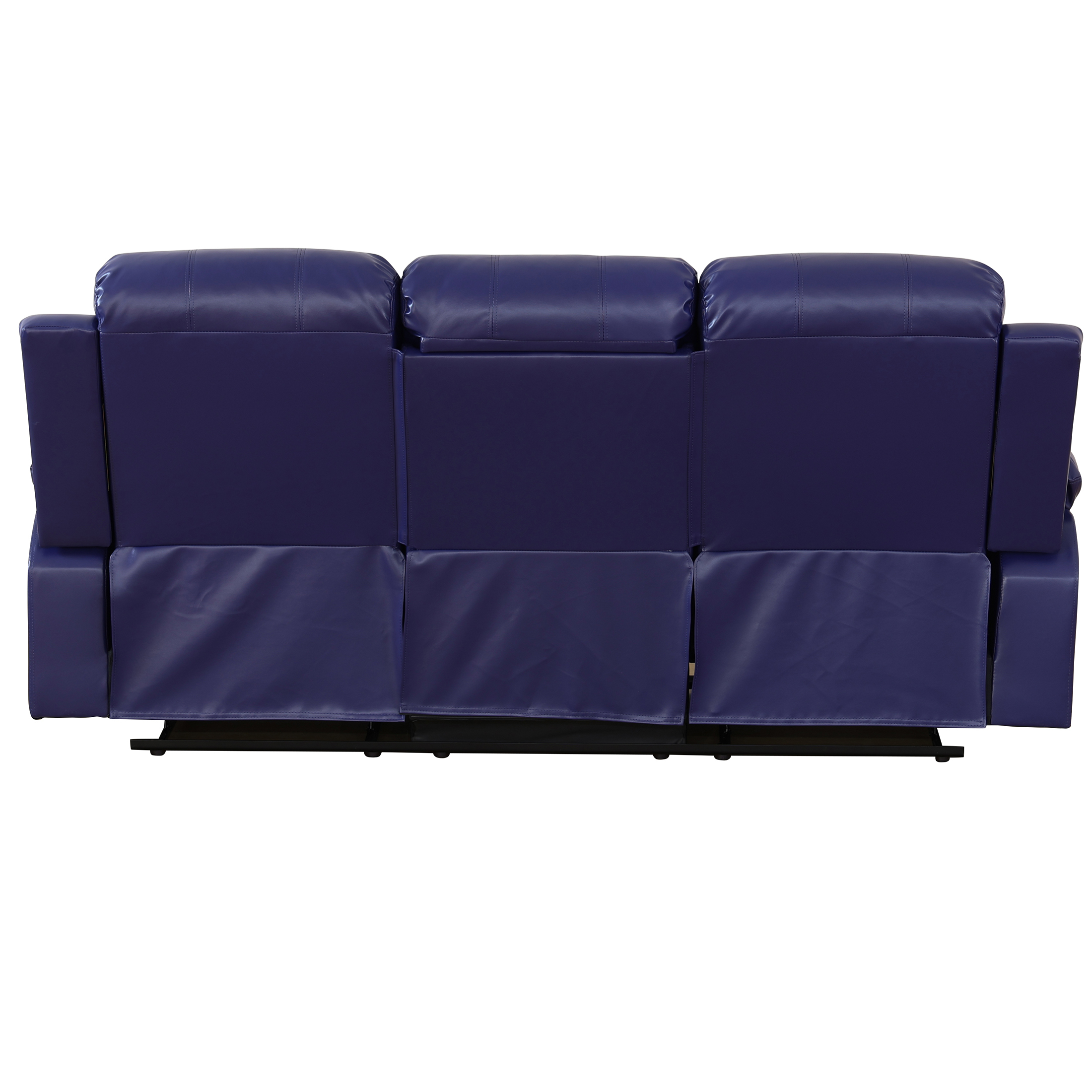 AUKFA 3 Seats Recliner Sofa Chair, Home Theater Sofa with Flipped Backrest and Cupholder, Blue