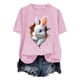thumbnail image 5 of Tops de Cuello Alto para las Mujeres Amante Impreso Camiseta Cuello Redondo Manga Corta, Poliéster Spandex, 5 of 7